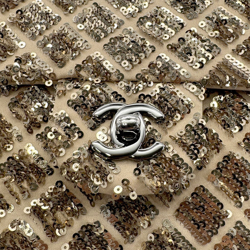 CHANEL CHAIN SHOULDER BAG BEIGE GOLD SEQUINS LAMB SKIN 90268815 - PURPOSE
