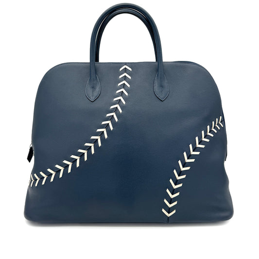 HERMES BOLIDE 1923 BASEBALL 45 BLUE DE MALTE EVERCOLOR HAND BAG C 90268816
