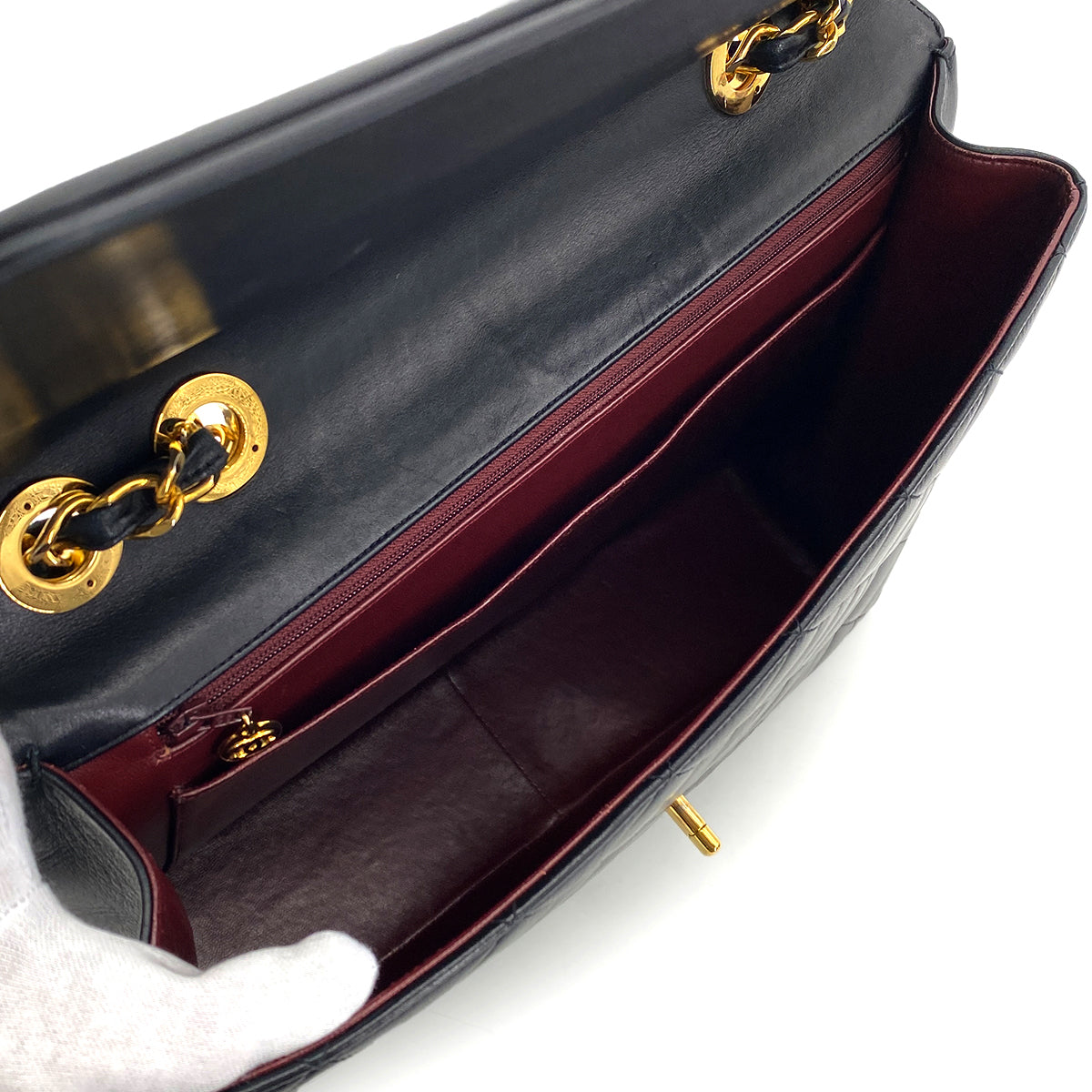 CHANEL VINTAGE BIG COCO MATELASSE CHAIN SHOULDER BAG BLACK LAMB SKIN 90268819