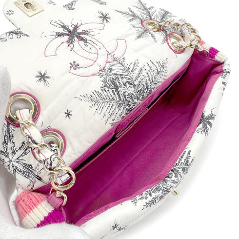 CHANEL MATELASSE SNOWFLAKE CHAIN SHOULDER BAG WHITE NYLON 90268822 - PURPOSE