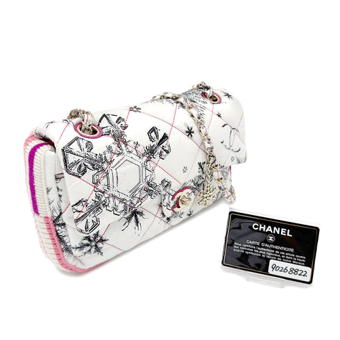 CHANEL MATELASSE SNOWFLAKE CHAIN SHOULDER BAG WHITE NYLON 90268822 - PURPOSE