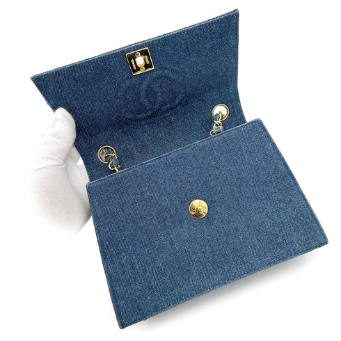 CHANEL VINTAGE MATELASSE SHOULDER BAG BLUE DENIM 90268835 - PURPOSE