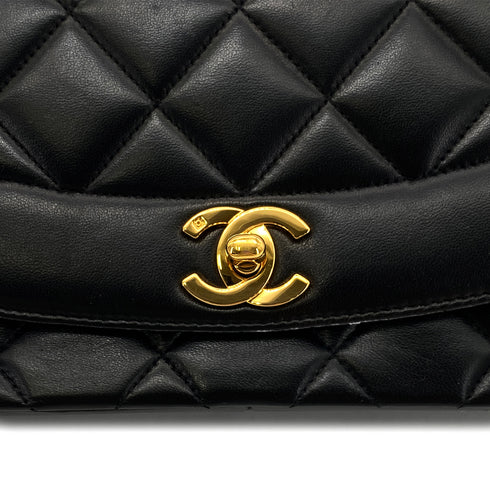 CHANEL VINTAGE DIANA MEDIUM CHAIN SHOULDER BAG BLACK LAMB SKIN 90268861 - PURPOSE