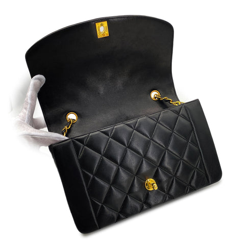 CHANEL VINTAGE DIANA MEDIUM CHAIN SHOULDER BAG BLACK LAMB SKIN 90268861 - PURPOSE