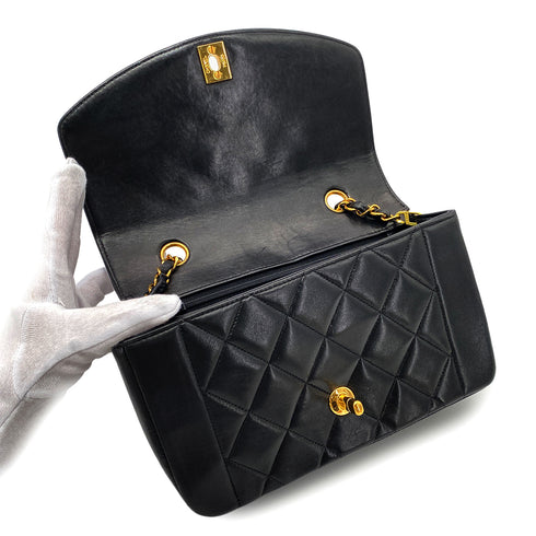 CHANEL VINTAGE DIANA SMALL CHAIN SHOULDER BAG BLACK LAMB SKIN 90268864 - PURPOSE