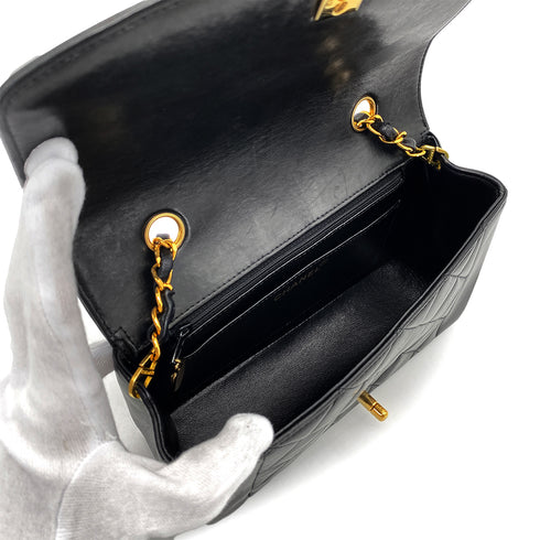 CHANEL VINTAGE DIANA SMALL CHAIN SHOULDER BAG BLACK LAMB SKIN 90268864 - PURPOSE
