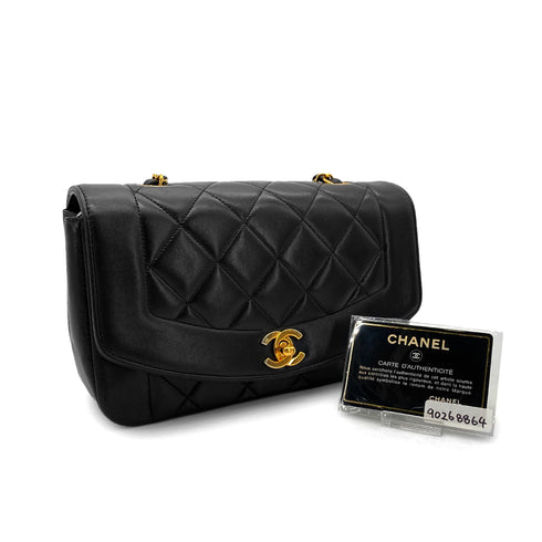 CHANEL VINTAGE DIANA SMALL CHAIN SHOULDER BAG BLACK LAMB SKIN 90268864 - PURPOSE