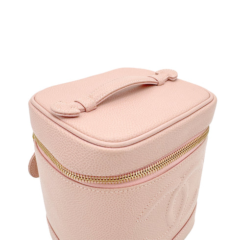 CHANEL VINTAGE VANITY HAND BAG PINK CAVIAR SKIN 90268875