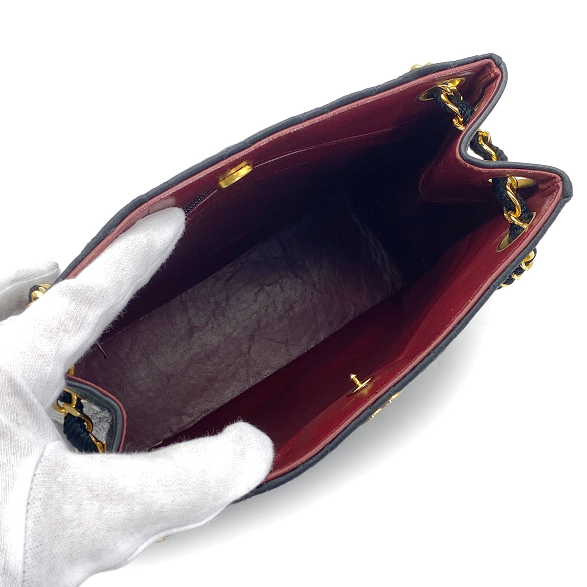 CHANEL VINTAGE MATELASSE CHAIN TOTE BAG BLACK SATIN LAMB SKIN 90268876