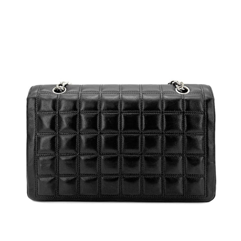 CHANEL VINTAGE 2.55 CHOCOLATE BAR CHAIN SHOULDER BAG BLACK LAMB SKIN 90268882 - PURPOSE