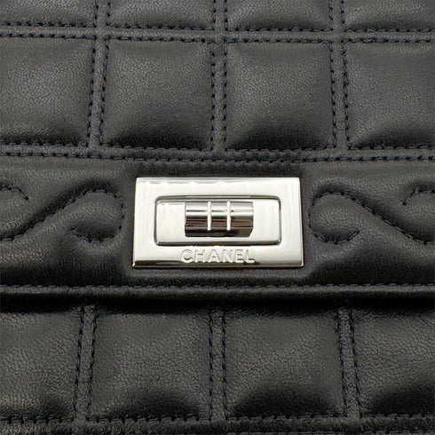 CHANEL VINTAGE 2.55 CHOCOLATE BAR CHAIN SHOULDER BAG BLACK LAMB SKIN 90268882 - PURPOSE