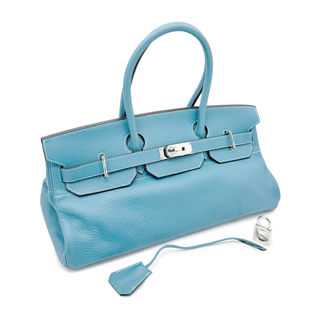 HERMES SHOULDER BIRKIN 42 BLUE JEAN TAURILLON CLEMENCE HAND BAG □I SHW 90268883