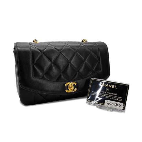 CHANEL VINTAGE DIANA SMALL CHAIN SHOULDER BAG BLACK LAMB SKIN 90268884 - PURPOSE