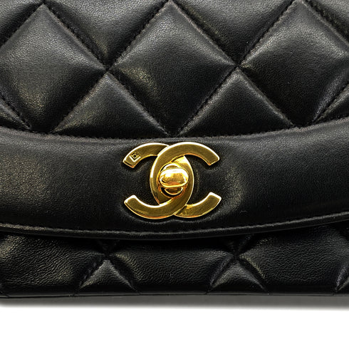 CHANEL VINTAGE DIANA MEDIUM CHAIN SHOULDER BAG BLACK LAMB SKIN 90268888 - PURPOSE