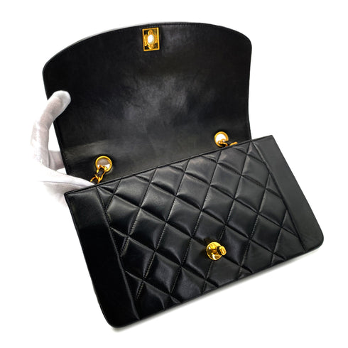CHANEL VINTAGE DIANA MEDIUM CHAIN SHOULDER BAG BLACK LAMB SKIN 90268888 - PURPOSE