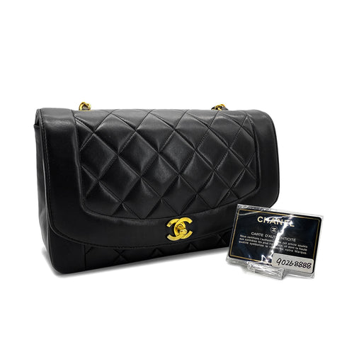 CHANEL VINTAGE DIANA MEDIUM CHAIN SHOULDER BAG BLACK LAMB SKIN 90268888 - PURPOSE