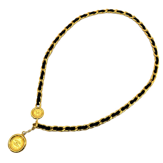 CHANEL VINTAGE CHAIN BELT LEATHER COCOMARK ACCESSORY 90268917