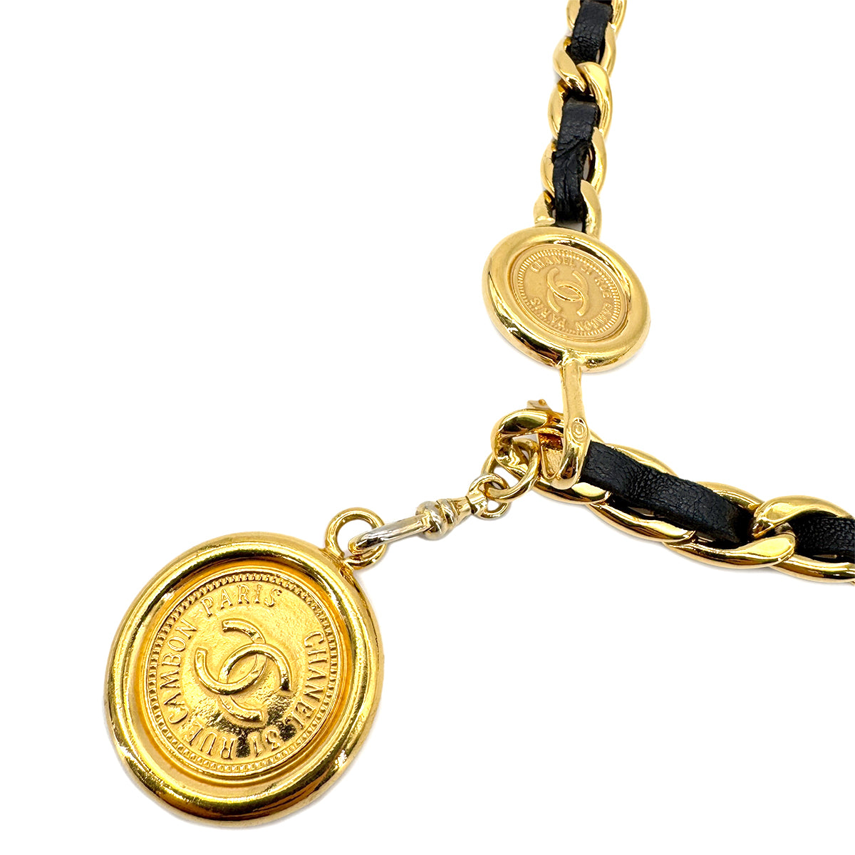 CHANEL VINTAGE CHAIN BELT LEATHER COCOMARK ACCESSORY 90268917