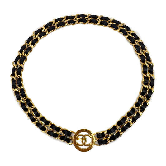 CHANEL VINTAGE CHAIN BELT LEATHER COCOMARK ACCESSORY 90268919
