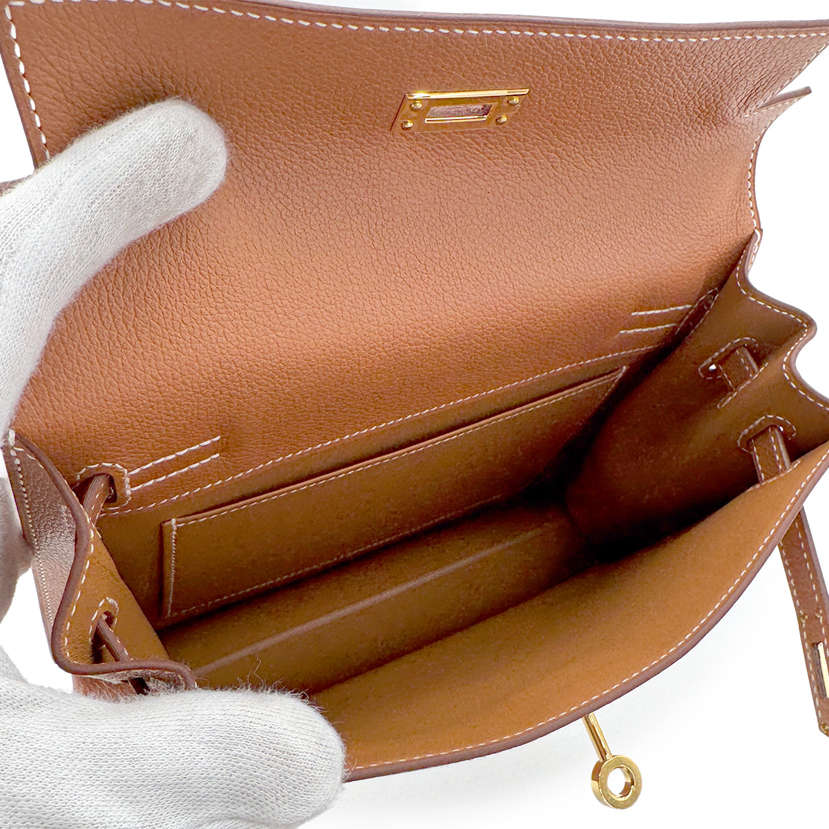 HERMES KELLY DANCE GOLD EVERCOLOR SHOULDER BAG Y GHW 90269029