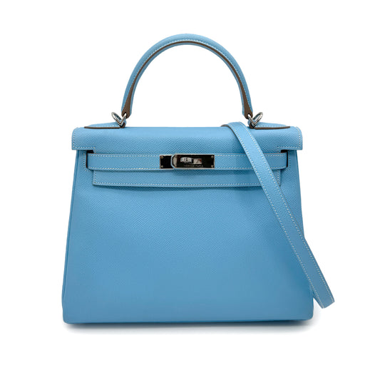 HERMES CANDY KELLY 28 RETOURNE CELESTE MYKONOS EPSOM HAND SHOULDER BAG □O SHW 90269036