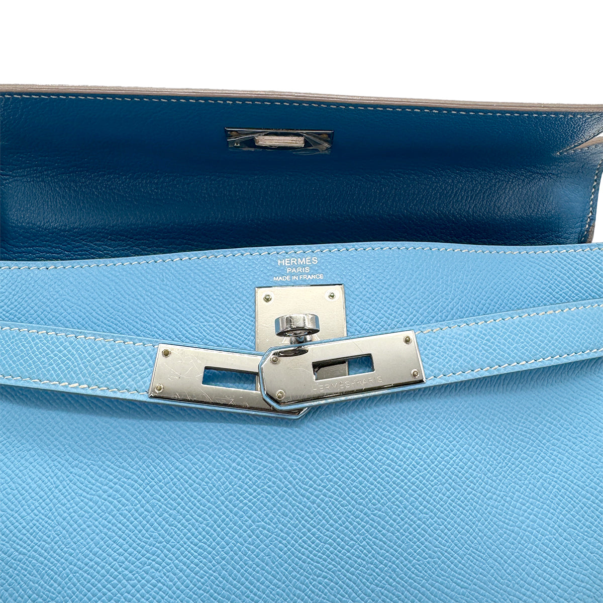 HERMES CANDY KELLY 28 RETOURNE CELESTE MYKONOS EPSOM HAND SHOULDER BAG □O SHW 90269036