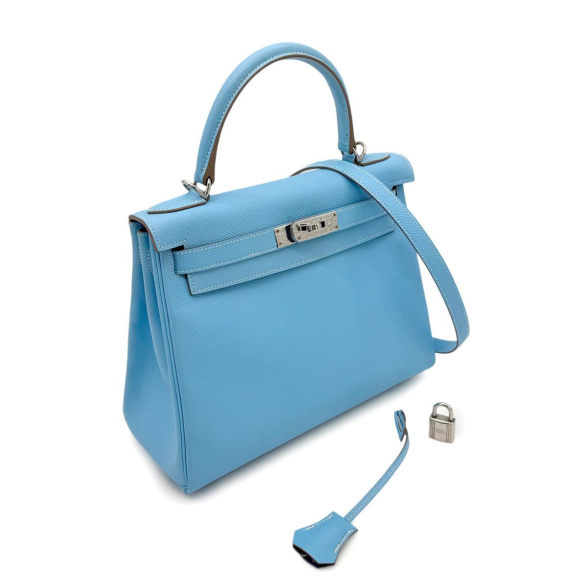 HERMES CANDY KELLY 28 RETOURNE CELESTE MYKONOS EPSOM HAND SHOULDER BAG □O SHW 90269036