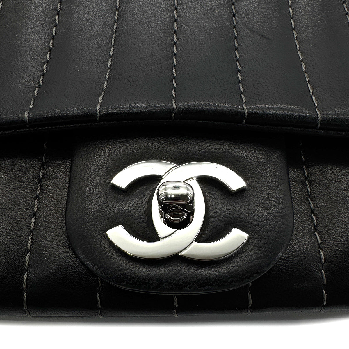 CHANEL VINTAGE MADEMOISELLE CHAIN SHOULDER BAG BLACK LAMB SKIN 90269044