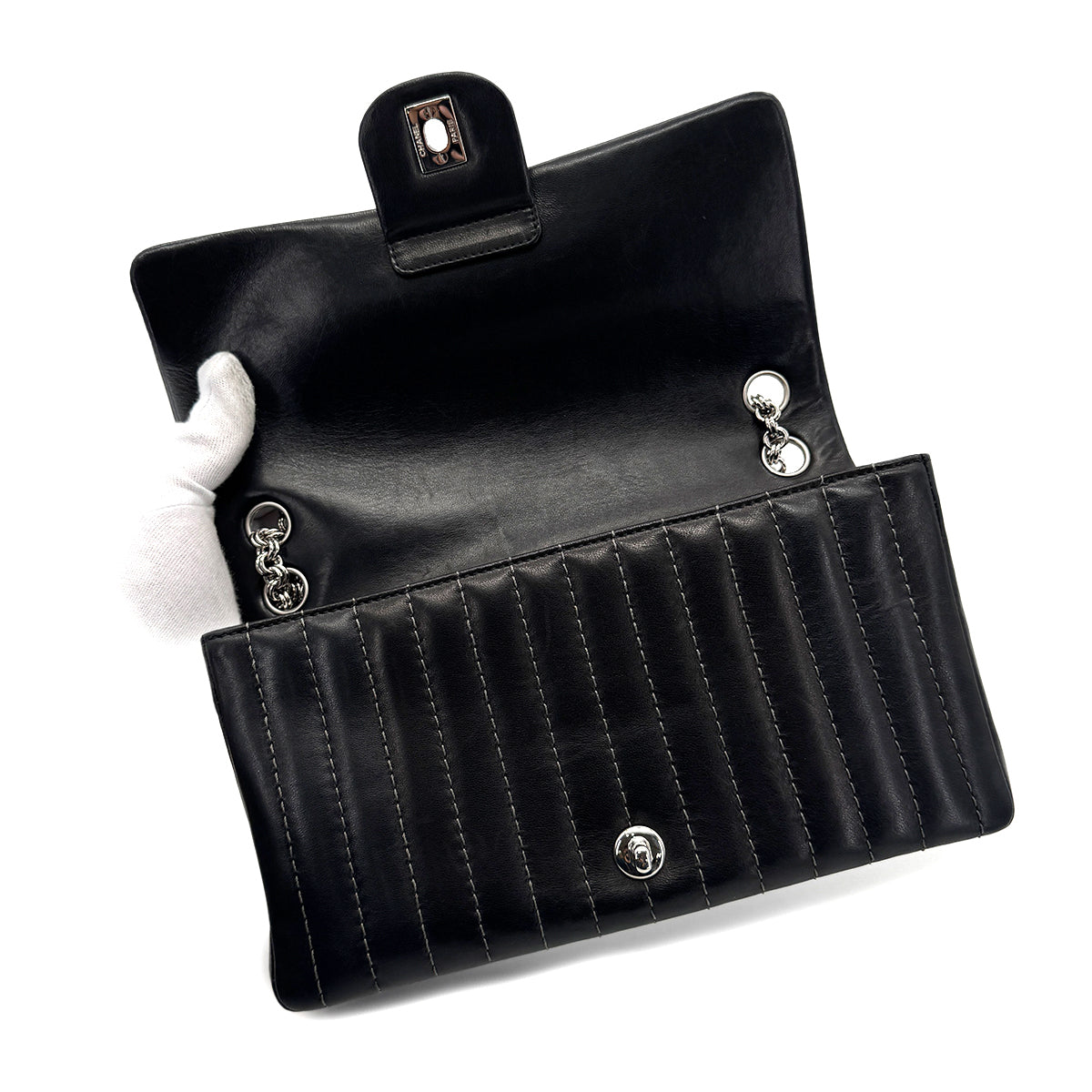 CHANEL VINTAGE MADEMOISELLE CHAIN SHOULDER BAG BLACK LAMB SKIN 90269044
