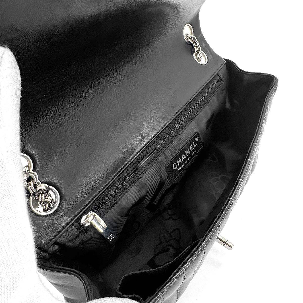 CHANEL VINTAGE MADEMOISELLE CHAIN SHOULDER BAG BLACK LAMB SKIN 90269044