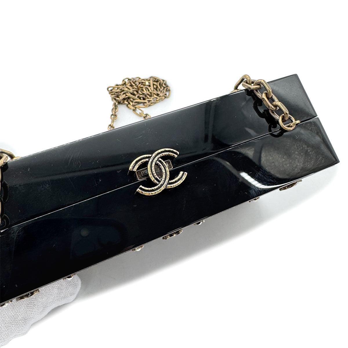 CHANEL BOX CHAIN SHOULDER BAG BLACK 90269063