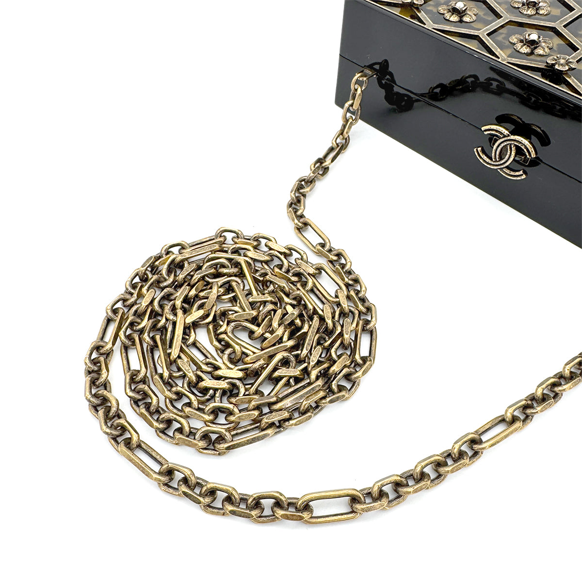 CHANEL BOX CHAIN SHOULDER BAG BLACK 90269063