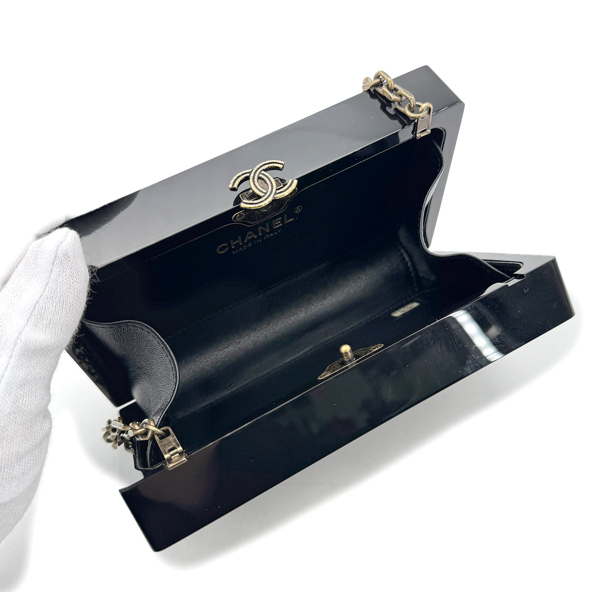 CHANEL BOX CHAIN SHOULDER BAG BLACK 90269063