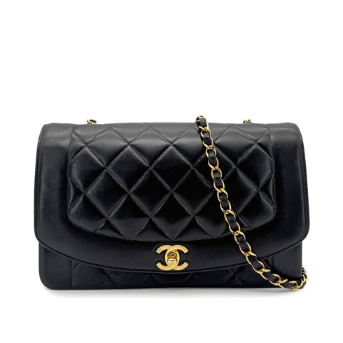 CHANEL VINTAGE DIANA MEDIUM CHAIN SHOULDER BAG BLACK LAMB SKIN 90269074 - PURPOSE