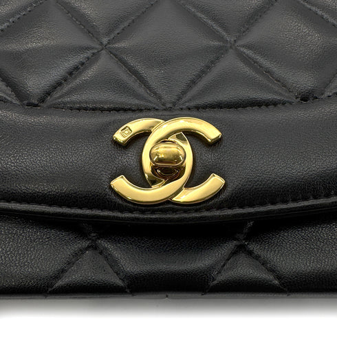 CHANEL VINTAGE DIANA MEDIUM CHAIN SHOULDER BAG BLACK LAMB SKIN 90269074 - PURPOSE