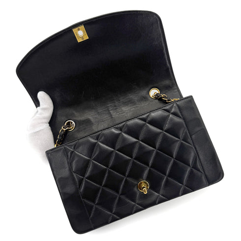 CHANEL VINTAGE DIANA MEDIUM CHAIN SHOULDER BAG BLACK LAMB SKIN 90269074 - PURPOSE
