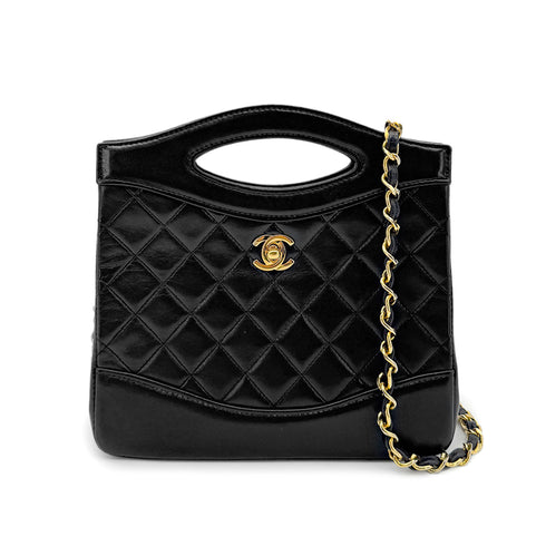CHANEL VINTAGE 2WAY HAND CHAIN SHOULDER BAG BLACK LAMB SKIN 90269080 - PURPOSE