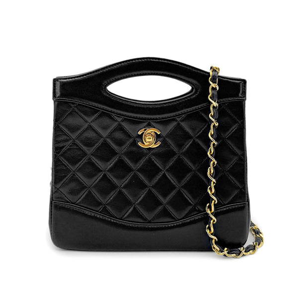 CHANEL VINTAGE 2WAY HAND CHAIN SHOULDER BAG BLACK LAMB SKIN 90269080 - PURPOSE