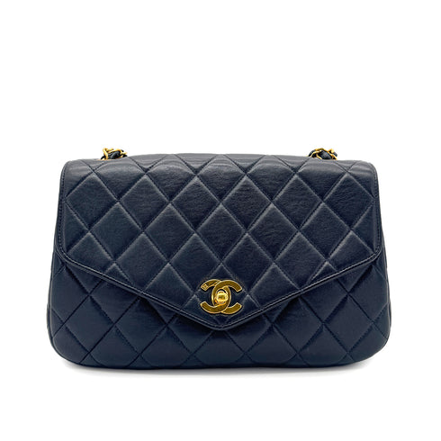 CHANEL VINTAGE MATELASSE CHAIN SHOULDER BAG NAVY LAMB SKIN 90269101 - PURPOSE
