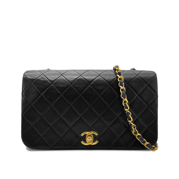 CHANEL VINTAGE FULL FLAP CHAIN SHOULDER BAG BLACK LAMB SKIN 90269118 - PURPOSE
