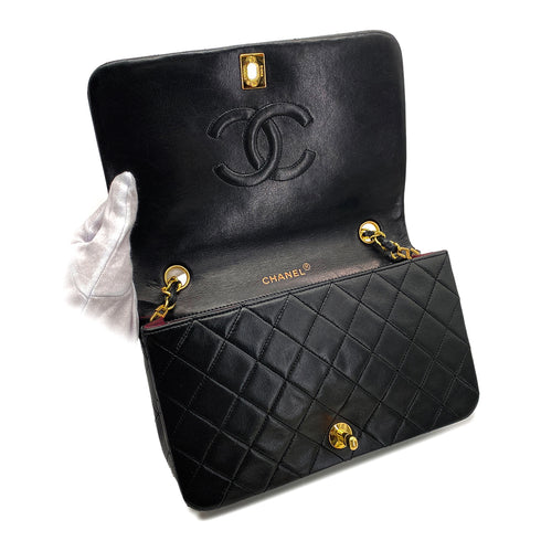 CHANEL VINTAGE FULL FLAP CHAIN SHOULDER BAG BLACK LAMB SKIN 90269118 - PURPOSE