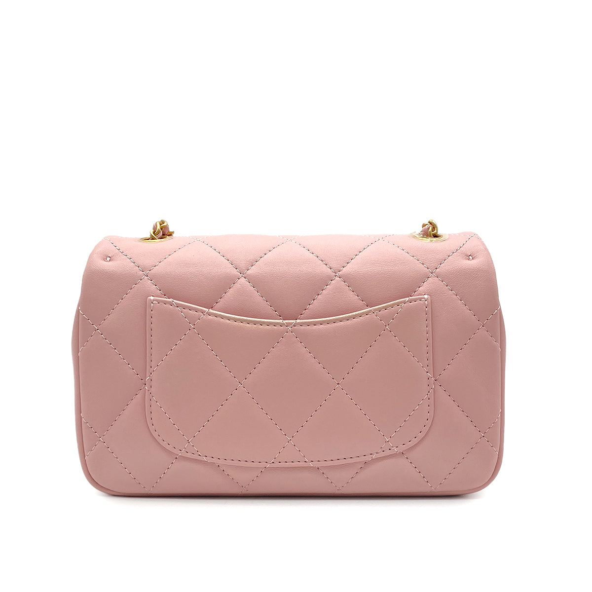 CHANEL MINI MATELASSE CHAIN SHOULDER BAG PINK LAMB SKIN 90269170
