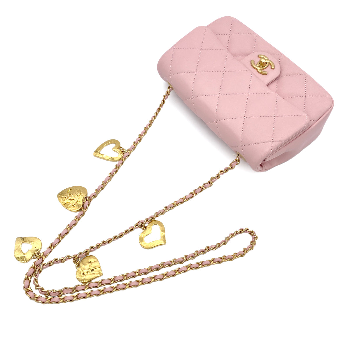 CHANEL MINI MATELASSE CHAIN SHOULDER BAG PINK LAMB SKIN 90269170