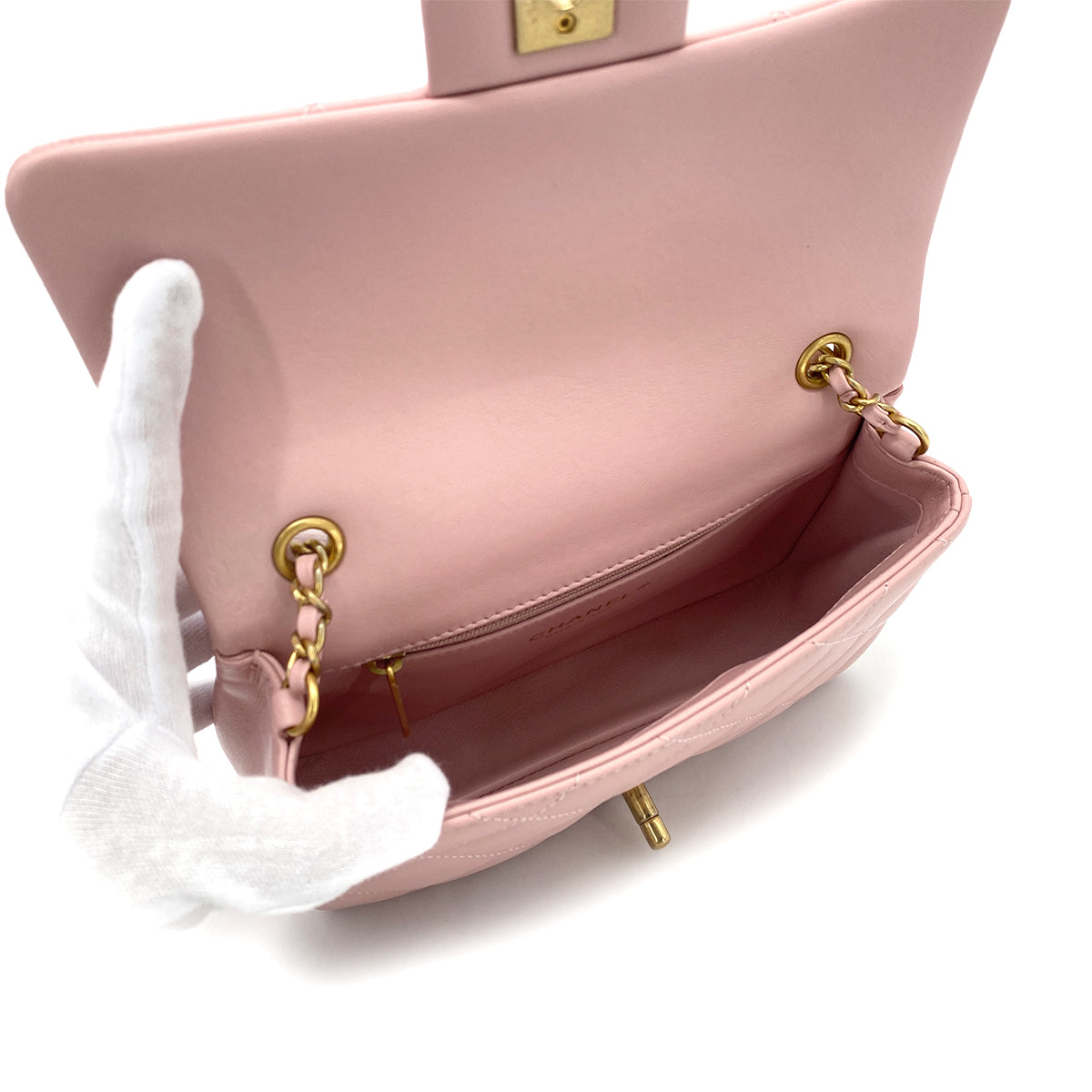 CHANEL MINI MATELASSE CHAIN SHOULDER BAG PINK LAMB SKIN 90269170
