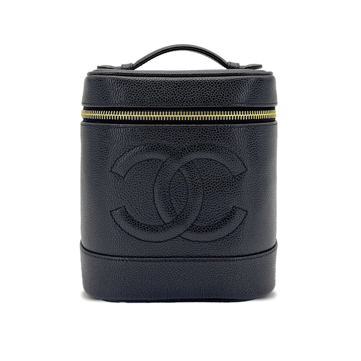 CHANEL VINTAGE VANITY HAND BAG BLACK CAVIAR SKIN 90269171