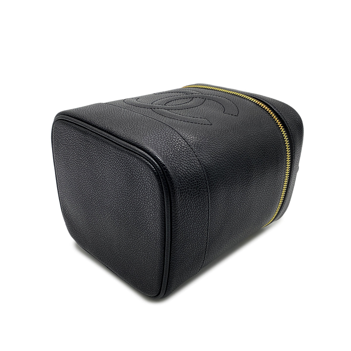 CHANEL VINTAGE VANITY HAND BAG BLACK CAVIAR SKIN 90269171