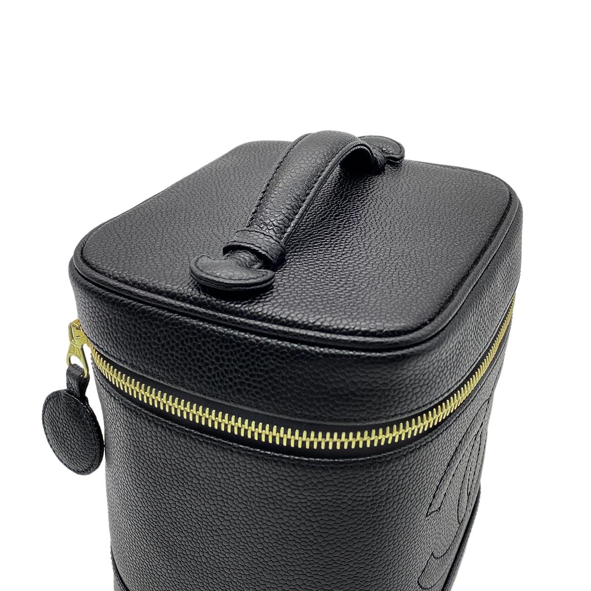CHANEL VINTAGE VANITY HAND BAG BLACK CAVIAR SKIN 90269171