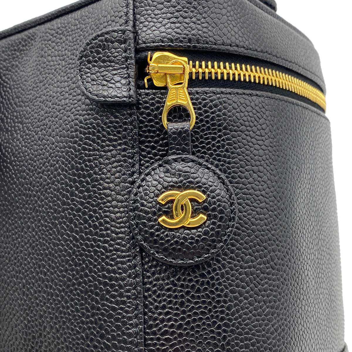 CHANEL VINTAGE VANITY HAND BAG BLACK CAVIAR SKIN 90269171