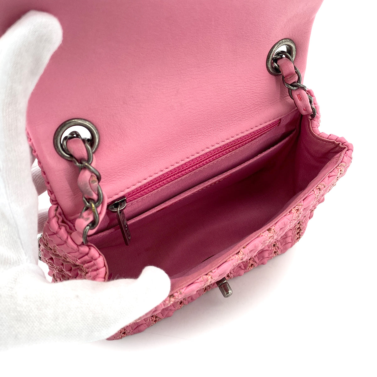 CHANEL MINI CHAIN SHOULDER BAG PINK LEATHER 90269173