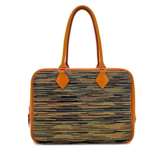 HERMES PLUME 28 ORANGE MULTICOLOR VIBRATO HAND BAG □C 90269175